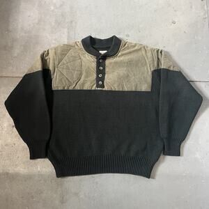 VTG Filson Men's Medium Henley Field Guide Sweater Peat Green 100% Wool Knit 60s